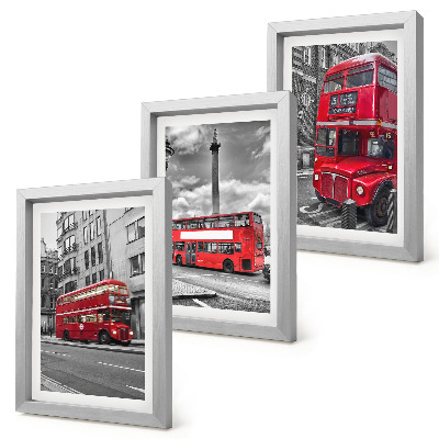 Keretezett triptichon Piros buszok London városi tájában