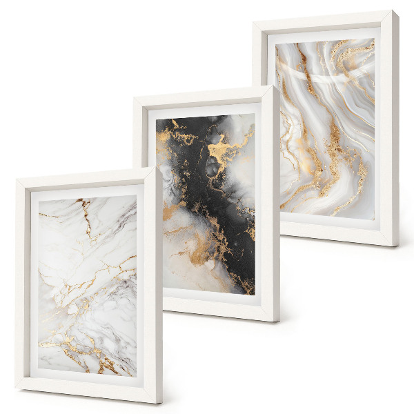 Keretezett triptichon Absztrakt minták fehér és fekete árnyalatokban