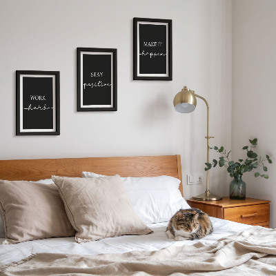 Modern keretezett kép szett Elegáns motivációs szlogenek fekete háttéren