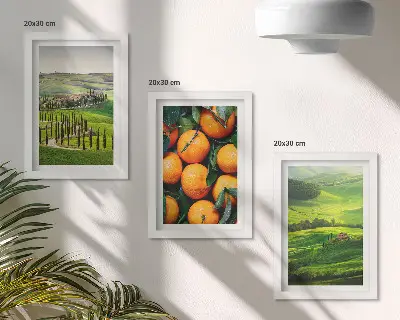 Olasz vidéki táj narancsokkal és természettel keretezett triptichon