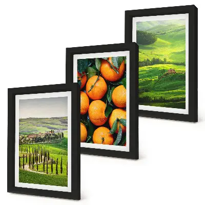 Olasz vidéki táj narancsokkal és természettel keretezett triptichon