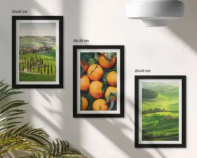 Olasz vidéki táj narancsokkal és természettel keretezett triptichon