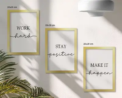 Modern keretezett kép szett minimalista inspiráló motivációs idézetekkel