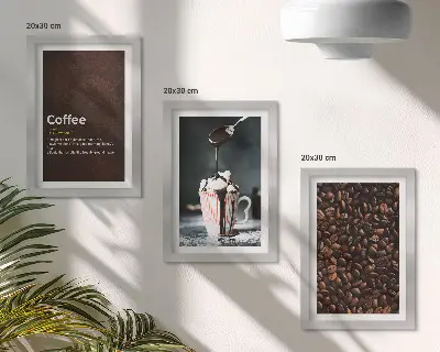 Modern keretezett kép szett kávébab és tejszínhabos ital mintával