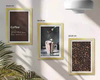 Modern keretezett kép szett kávébab és tejszínhabos ital mintával