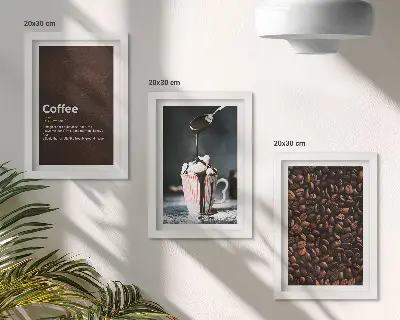 Modern keretezett kép szett kávébab és tejszínhabos ital mintával