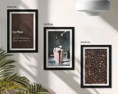 Modern keretezett kép szett kávébab és tejszínhabos ital mintával