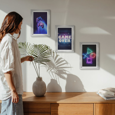 Modern keretezett kép szett Game Over ikonokkal ellátott gamepadek