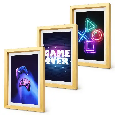 Modern keretezett képszett gamepades dekoráció Game Over ikonokkal
