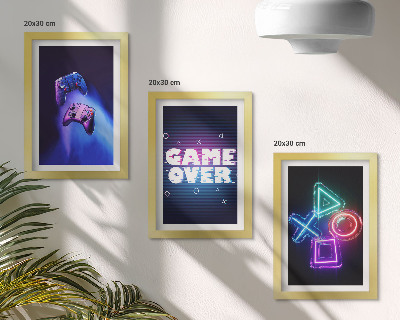 Modern keretezett kép szett Game Over ikonokkal ellátott gamepadek