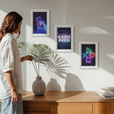 Modern keretezett kép szett Game Over ikonokkal ellátott gamepadek