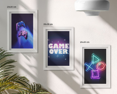 Modern keretezett kép szett Game Over ikonokkal ellátott gamepadek