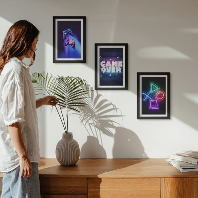 Modern keretezett kép szett Game Over ikonokkal ellátott gamepadek