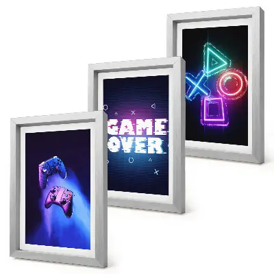 Modern keretezett képszett gamepades dekoráció Game Over ikonokkal