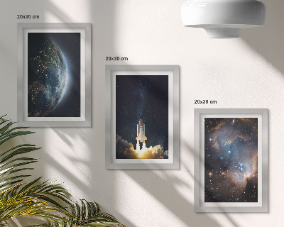 Keretezett triptichon Hely Föld rakéta galaxis ég csillagok