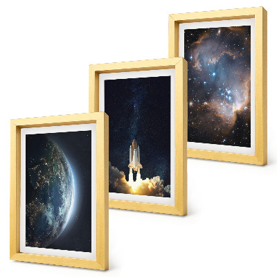 Keretezett triptichon Hely Föld rakéta galaxis ég csillagok
