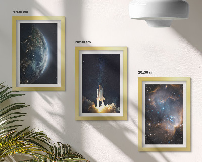 Keretezett triptichon Hely Föld rakéta galaxis ég csillagok