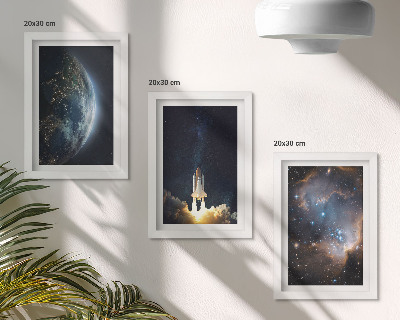Keretezett triptichon Hely Föld rakéta galaxis ég csillagok