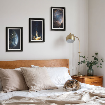 Keretezett triptichon Hely Föld rakéta galaxis ég csillagok