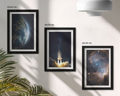 Keretezett triptichon Hely Föld rakéta galaxis ég csillagok