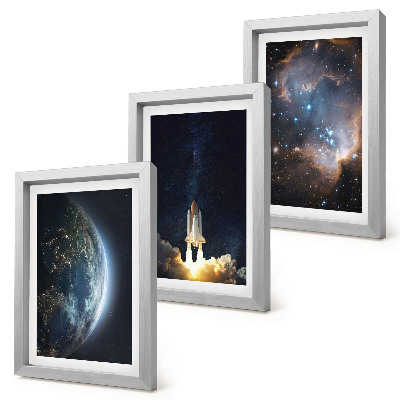 Keretezett triptichon Hely Föld rakéta galaxis ég csillagok