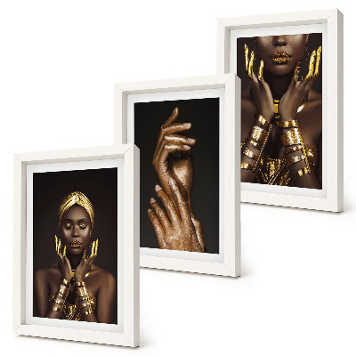 Modern keretezett kép szett Elegáns portrék egy afrikai nőről