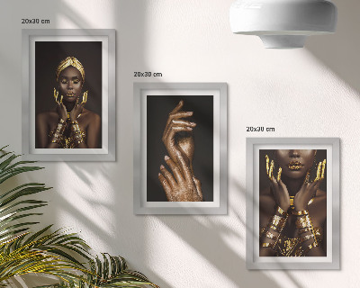Modern keretezett kép szett Elegáns portrék egy afrikai nőről