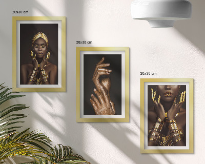 Modern keretezett kép szett Elegáns portrék egy afrikai nőről