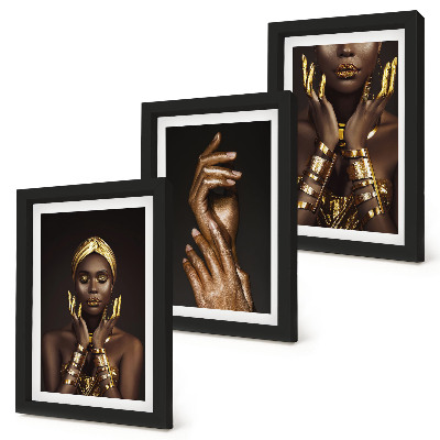 Modern keretezett kép szett Elegáns portrék egy afrikai nőről