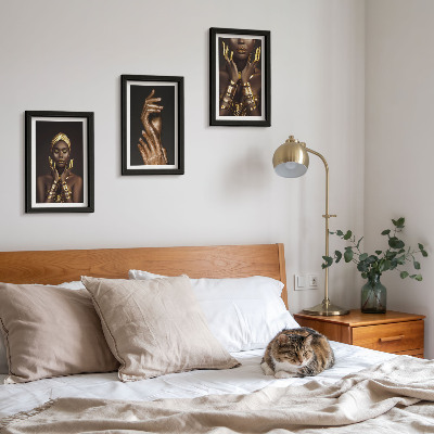 Modern keretezett kép szett Elegáns portrék egy afrikai nőről