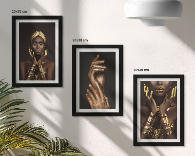 Modern keretezett kép szett Elegáns portrék egy afrikai nőről