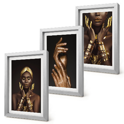 Modern keretezett kép szett Elegáns portrék egy afrikai nőről