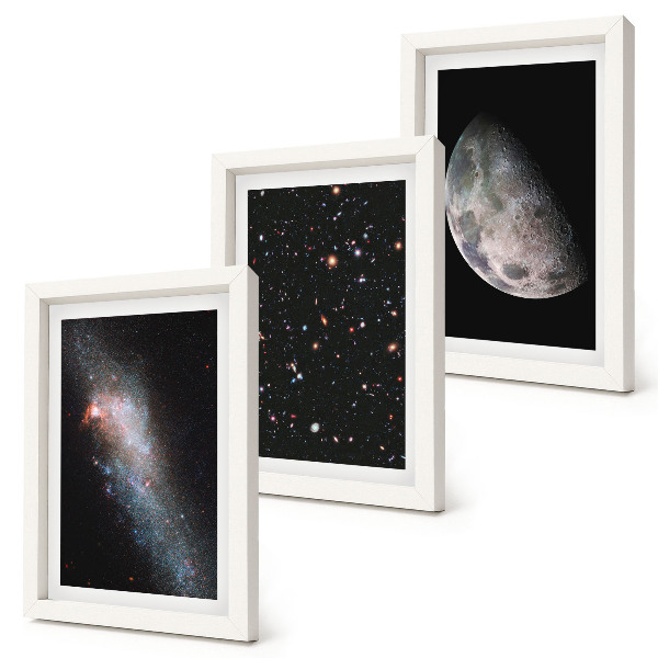 Modern keretezett kép szett Űrgalaxis csillagai és a telihold
