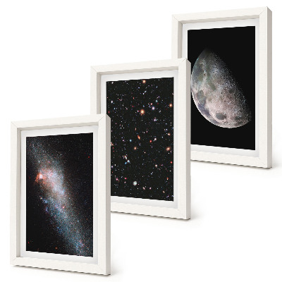 Modern keretezett kép szett Űrgalaxis csillagai és a telihold