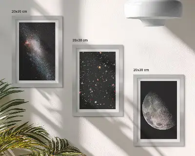 Modern keretezett képszett űrgalaxis csillagokkal és teliholddal