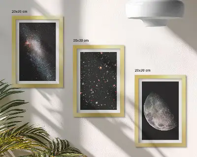 Modern keretezett képszett űrgalaxis csillagokkal és teliholddal