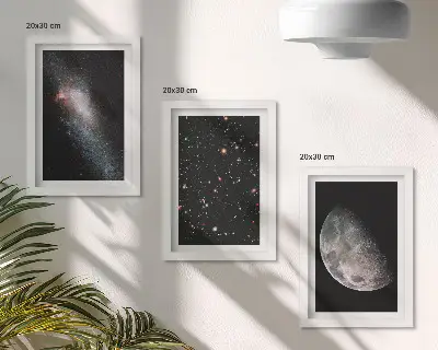 Modern keretezett képszett űrgalaxis csillagokkal és teliholddal