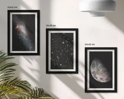 Modern keretezett képszett űrgalaxis csillagokkal és teliholddal