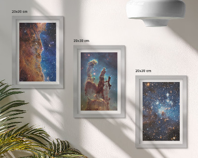 Keretezett triptichon Űrtájképek galaxisokkal és ködökkel