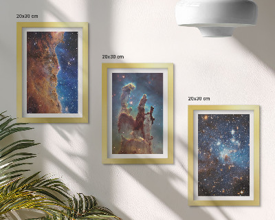 Keretezett triptichon Űrtájképek galaxisokkal és ködökkel