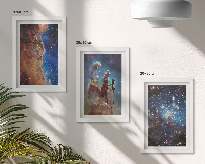Keretezett triptichon Űrtájképek galaxisokkal és ködökkel