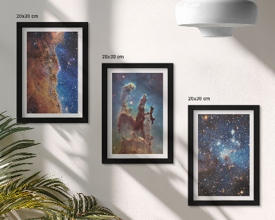Keretezett triptichon Űrtájképek galaxisokkal és ködökkel