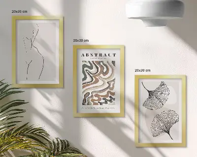 Absztrakt poszter nőies formák és bohém stílus keretezett triptichon kivitelben