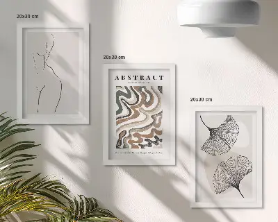 Absztrakt poszter nőies formák és bohém stílus keretezett triptichon kivitelben