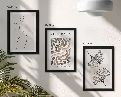 Absztrakt poszter nőies formák és bohém stílus keretezett triptichon kivitelben