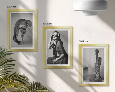 Modern keretezett kép szett stílusos fekete-fehér női portrék elegáns pózokban