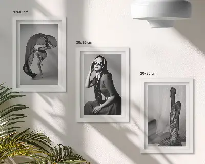 Modern keretezett kép szett stílusos fekete-fehér női portrék elegáns pózokban