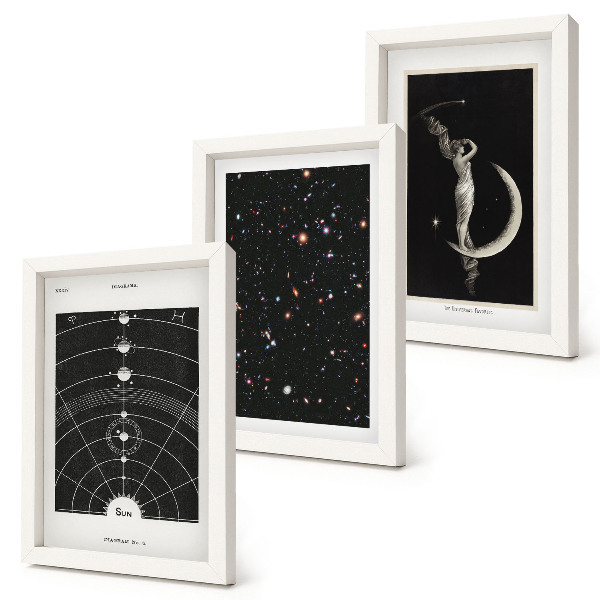 Keretezett triptichon Naprendszer galaxis éjszakai alak a Holdon