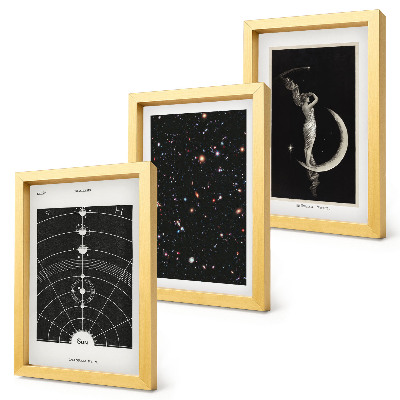 Keretezett triptichon Naprendszer galaxis éjszakai alak a Holdon