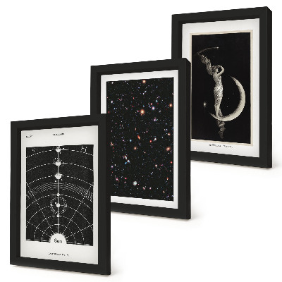 Keretezett triptichon Naprendszer galaxis éjszakai alak a Holdon